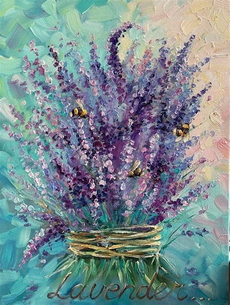 Lavender Oil Painting Original Impressionistic Oil Painting Flowers