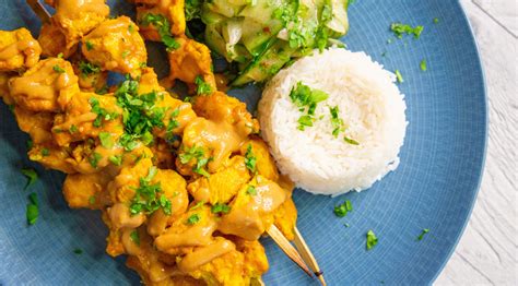 Chicken Satay Skewers With Cucumber Salad Fresh Recipes NZ