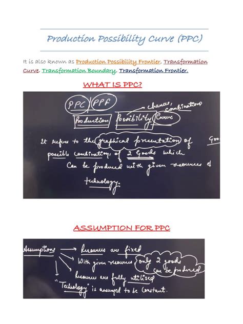 Production Possibility Curve Ppc Class 11 Eco Pdf