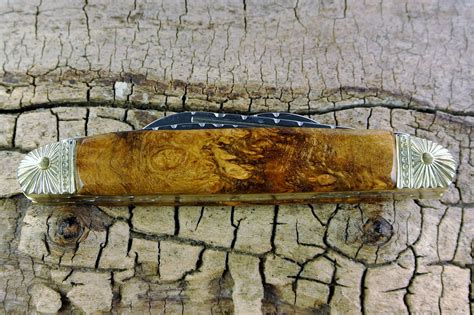 Pocket Knife With Wood Handle Wild Almond Burl Wooden Handle Wood