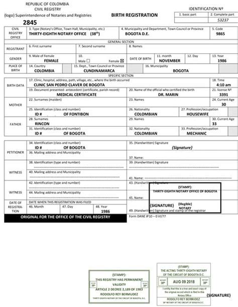 Birth Certificate Translation Template Uscis