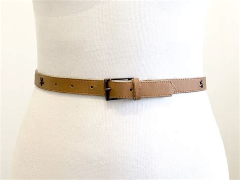 1990s Brown Skinny Leather Belt For Women With Stars Etsy