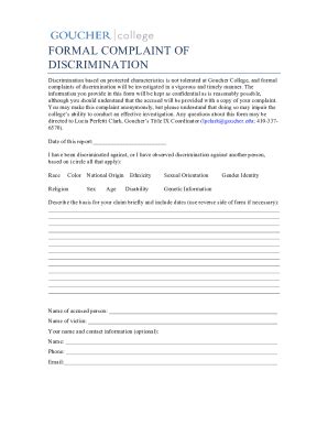 Fillable Online Formal Complaint Of Discrimination Form Docx Fax Email