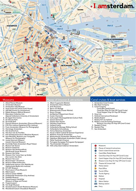 Amsterdam tourist attractions map - Amsterdam sights map (Netherlands)