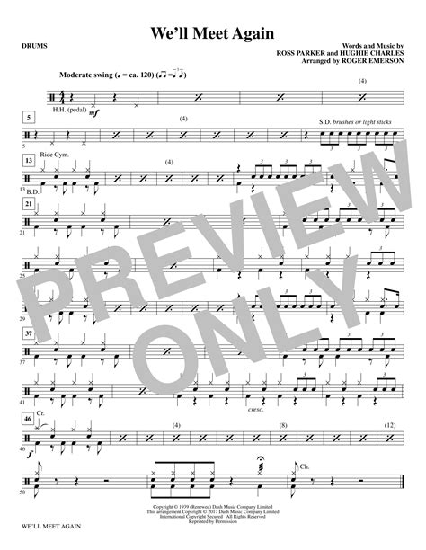 Well Meet Again Drums By Vera Lynn Sheet Music For Choir