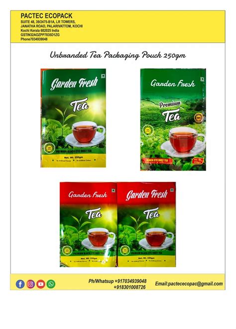 Printed Glossy Tea Packaging Pouches Heat Sealed At Rs 310 Kg In Kochi