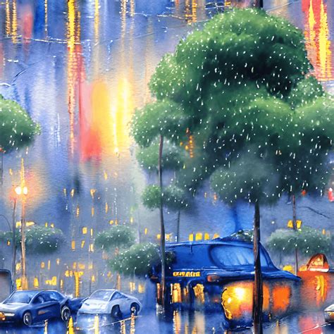 Rainy Days In Los Angeles Watercolor Painting By Kinkade Creative Fabrica