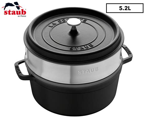 Staub Cm Cast Iron Round Cocotte W Steamer Insert Matte Black