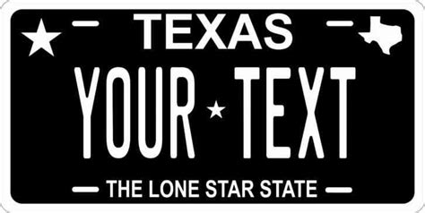 Texas Black Lone Star Personalized Custom License Plate