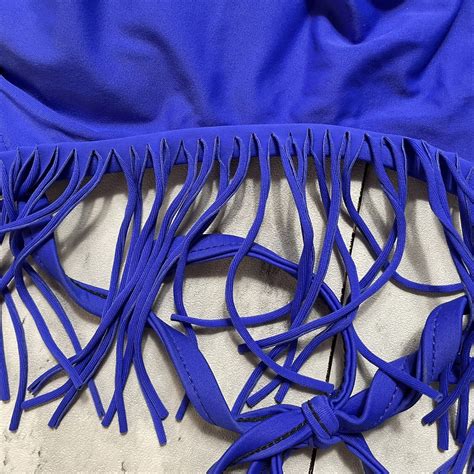 Vintage Xhilaration Swim Bikini Set Royal Blue Fringe Gem