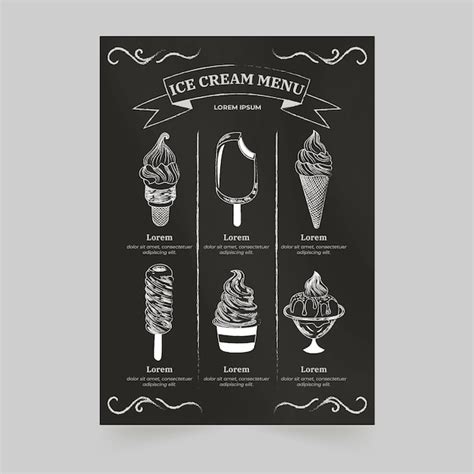 Plantilla De Men De Pizarra De Helado Dibujado A Mano Vector Gratis