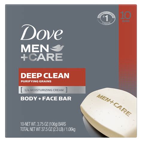 Dove Men Care Body And Face Bar Deep Clean 3 75 Oz 10 Bars