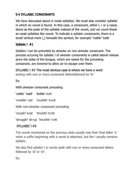 9.4 Syllabic consonant - 9. 4 SYLLABIC CONSONANTS We have discussed ...