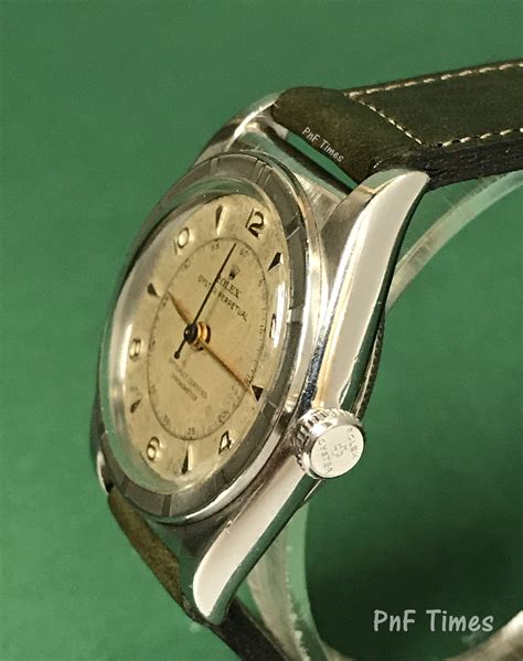 Rolex 3372 Oyster Perpetual Bubble Back White Dial With Leather Strap