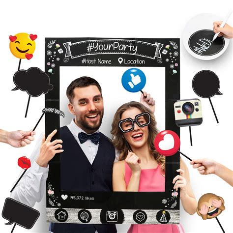 Insta-Themed Social Media Party Photo Booth Selfie Frame with Emoji