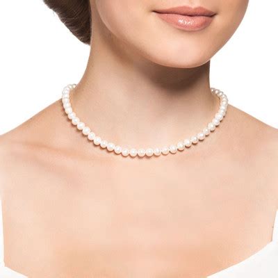 Collier Ras Du Cou Femme Perles De Culture D Eau Douce Blanches Et