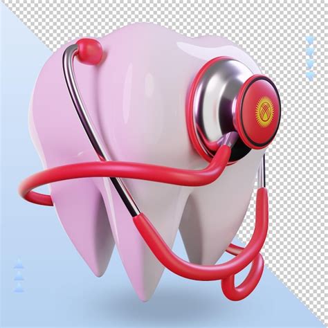 Premium Psd D Dentist Stethoscope Kyrgyzstan Flag Rendering Left View