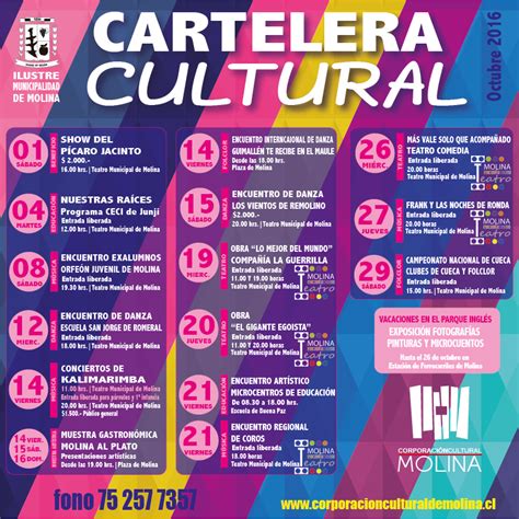 Cartelera Cultural Octubre Ilustre Municipalidad De Molina