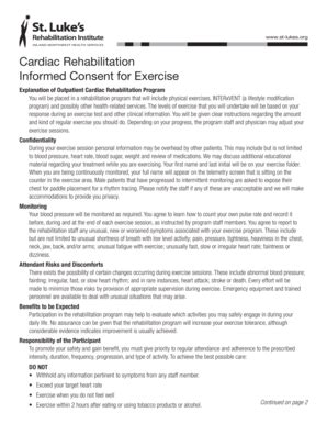 Fillable Online Cardiac Rehabilitation Informed Consent For Exercise