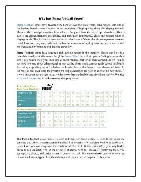 Puma Sneakers Size Chart A Visual Reference Of Charts Chart Master