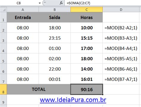 Formula Para Calcular Tempo No Excel Printable Templates Free