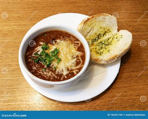 Hot Chili Soup Served On The Wooden Table Stock Image Image Of Sauce Chili 142261109