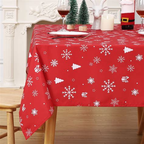 Amazon Roygrow Christmas Tablecloth Snowflake And Pine Tree Print