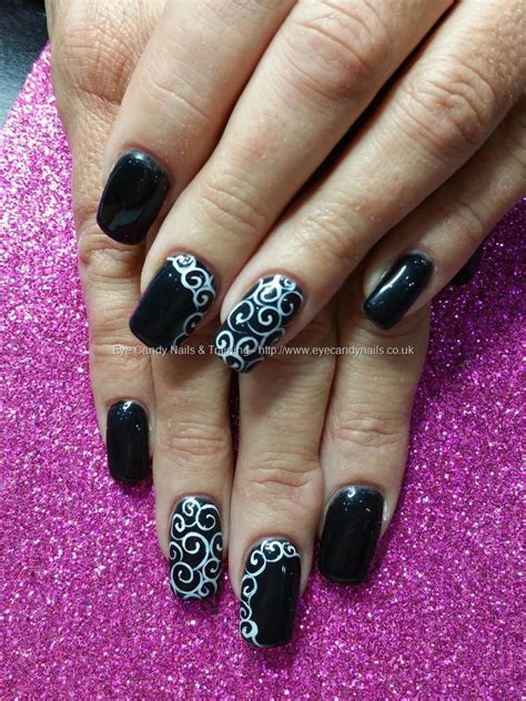 Eye Candy Nails And Training Black Gel Polish With Freehand Swirl Nail