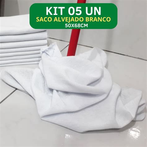 Kit 5 panos de Chão Grande Saco Alvejado Branco Atacado Qualidade