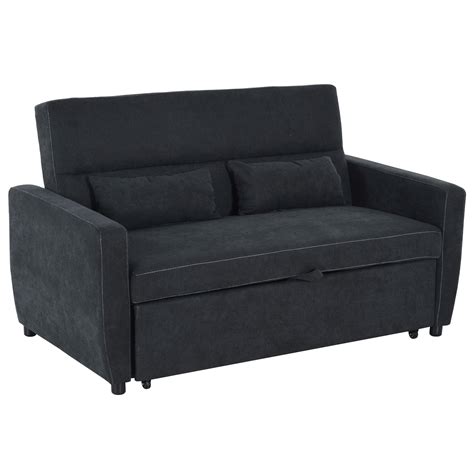 Homcom 2 Sitzer Schlafsofa Mit Schlaffunktion Klappsofa Schwarz 148 X