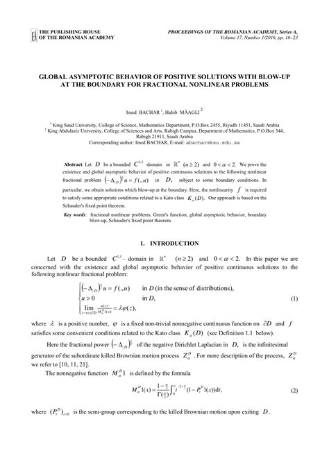 Pdf Global Asymptotic Behavior Of Positive Solutions With Blow Up At