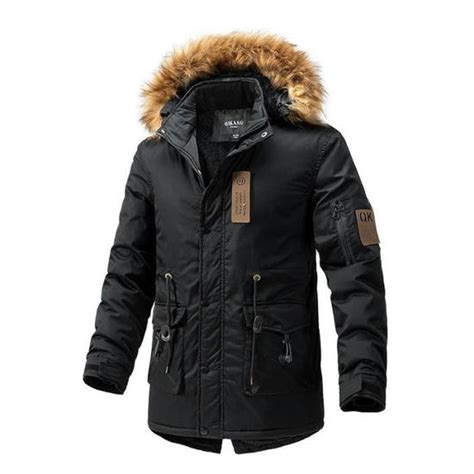 Parka Hiver Homme Capuche Fausse Fourrure Doubl E Polaire Veste Chaude