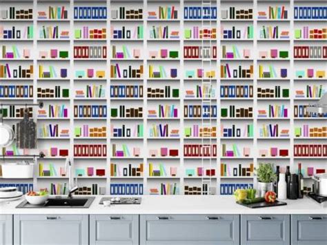 Bookcase Wallpaper Bookshelf Wall Murals Wallsauce Us