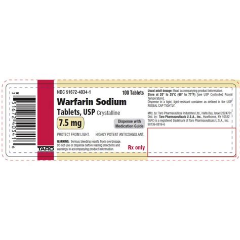 Warfarin Sodium Mg Rx Products