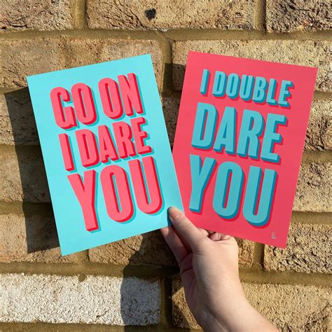 I Double Dare You Colourful Quote Print Gallery Wall Print Etsy