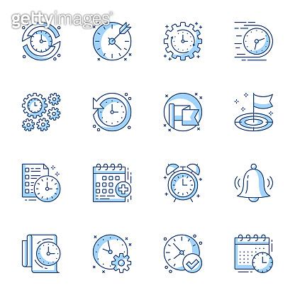 Time And Project Management Linear Icons Set Calendar Bell Alarm