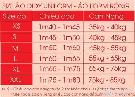 Cách Chọn Size áo Lớp Chuẩn Nhất 2020 Đồng Phục Didy