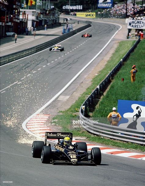 Sparks Fly As Ayrton Senna Drives The John Player Special Lotus Renault