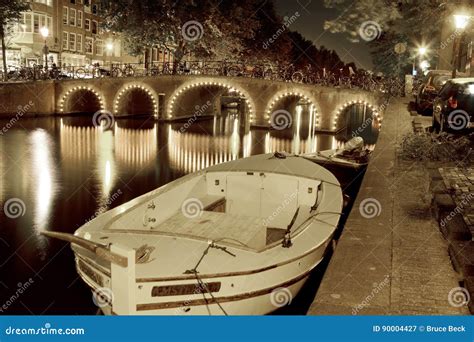 Lights on canal bridges editorial photography. Image of famous - 90004427