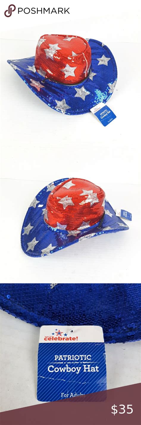 American Flag Sequin Cowboy Hat Stars Stripes Usa Western Patriotic