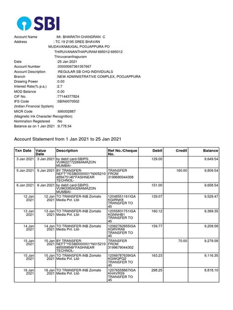 Account Statement From 1 Jan 2021 To 25 Jan 2021 Txn Date Value Date Description Ref Nocheque