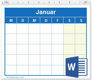 Kalender Vorlage Leer Druckbar Kalender Im Word Format