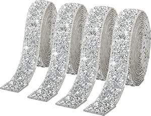 Rolls Silver Resin Rhinestone Ribbons Self Adhesive Crystal Ribbon