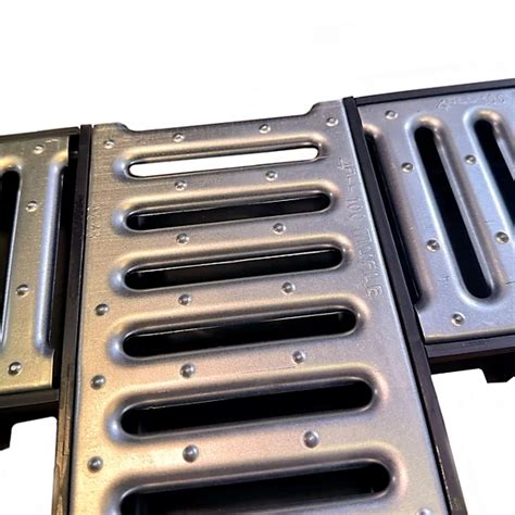 1 X Black Channel With Galvanised Steel Grate Ultra Low Profile Shallow
