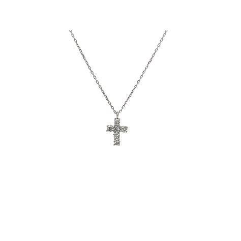 Six Diamond White Gold Cross Necklace Smiths