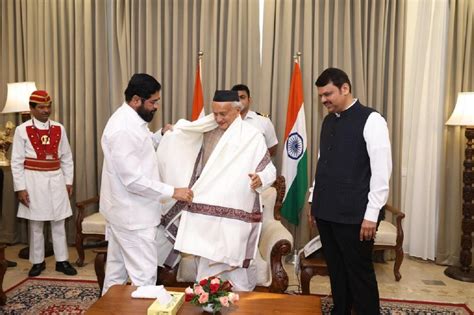 In Photos Eknath Shinde Devendra Fadnavis Meet Outgoing Maha Guv Koshyari