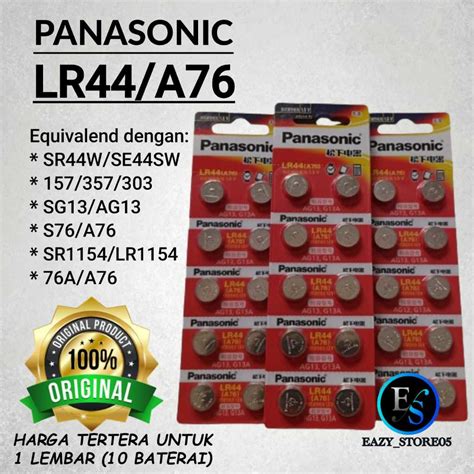 Jual Baterai LR44 Panasonic Original Alkaline Battery 1 5V Batre