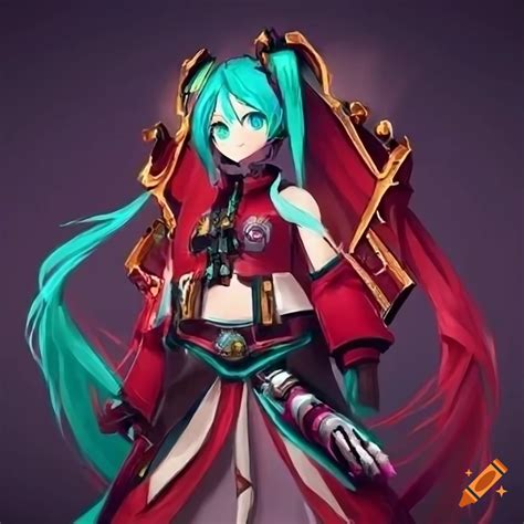 Hatsune Miku As A Warhammer 40k Tech Priest Explorator In Red Robes And