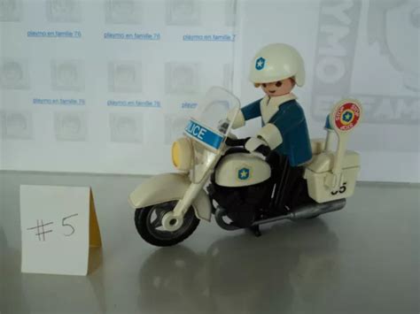 Playmobil Vintage Police Moto Blanche Policier Motard Set V De