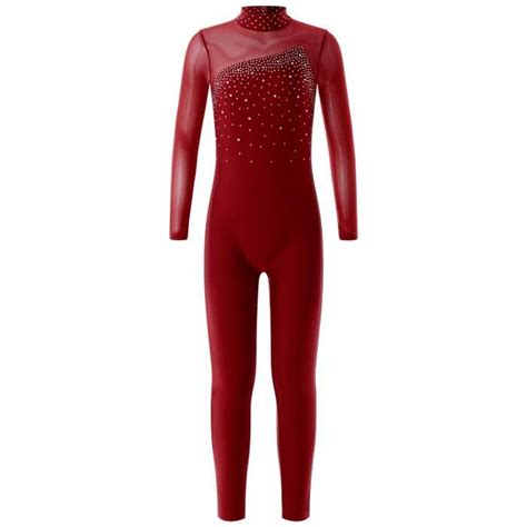 Iiniim Enfant Fille Justaucorps De Gymnastique Strass Léotard Tenue Patinage Artistique